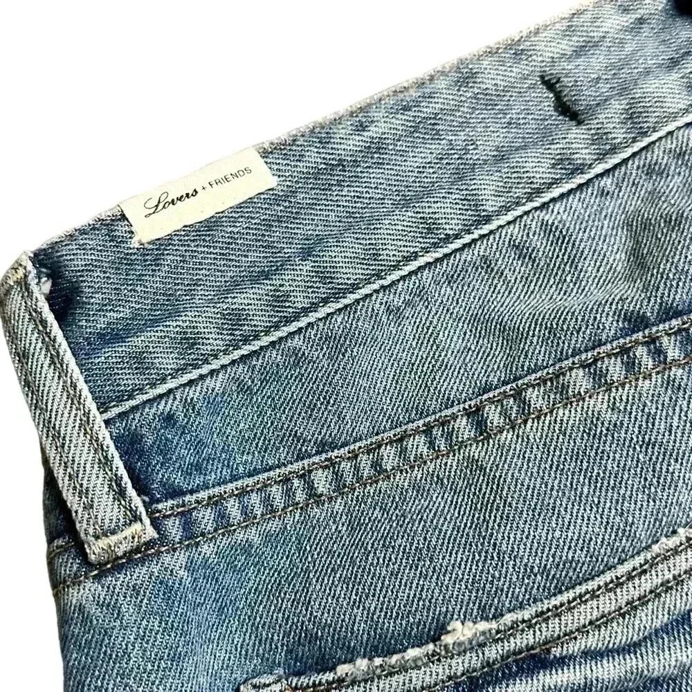 Lovers + Friends Ezra Slim Boyfriend Distressed Denim Jeans Size 27 - Picture 7 of 8